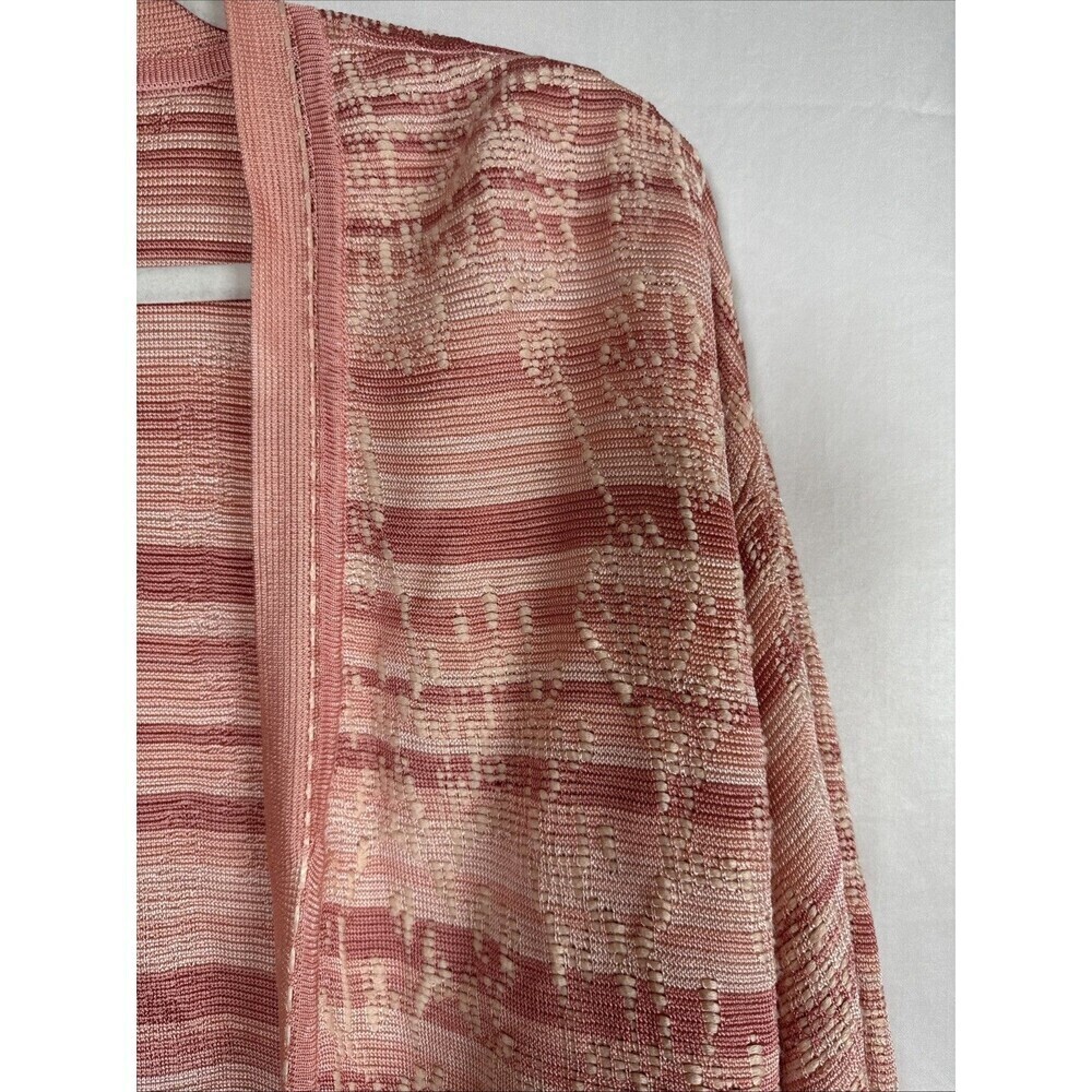 Chico's Women Size 3 XL Light Cardigan Open Front Pink  Abstract Print Preowned - Picture 8 of 12
